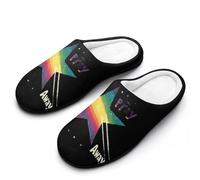 Rainbow Flag Gay Star Men's Warm Slippers Non-Slip Sole Winter Rubber Cotton Shoes for Bedroom