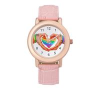 Rainbow Flag Heart LGBT Pride Women's Wrist Watch Fashion Alloy Quartz Watch with Strap Easy to Read