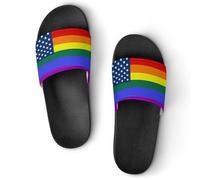 Rainbow Flag LGBT U.S.A Lightweight Shower Slippers Summer Non-Slip Sliders Sandals Comfortable House Shoes