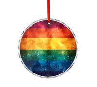 Rainbow Flag LGBTQ G-alaxy Decorative Hanging Glass Ornaments Christmas Tree Decorations Indoor Home Pendant Gifts 1PCS