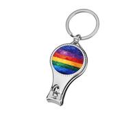 Rainbow Flag LGBTQ G-alaxy Small Fingernail Clipper Metal Sharp Curved Toenail Clippers Cutters with Keychain Men & Women