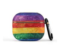 Rainbow Flag LGBTQ G-alaxy Trendy Bluetooth Earbuds Protector with Keychain Wireless Earbud Case Covers Compatible with Airpods 3