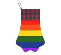 Rainbow Flag Print Christmas Pet Stocking Dog Paw Xmas Socks Personalized Pets Decor For Gifts