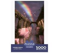Rainbow Floral Bus Puzzles 1000 Piece Challenge Toy Adults And over 12 Years Old Creative Puzzles Family Fun Jigsaws Puzzles Leisure Activity Home Decoration Gift 52x38cm/1000pcs