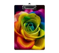 Rainbow Flower Acrylic Clipboard A4 Letter Size Standard Clipboard with Metal Profile Clip, Hanging File Holder for Teacher, Social Worker, Office Supplies 8.5 X 12.5 Inch