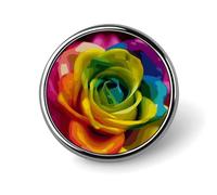 Rainbow Flower Badges Decorative, Durable Aluminum Alloy Round Badge, Lightweight Button Brooch for Shirts, Jackets, Hats, Uniforms 1"
