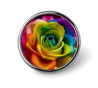 Rainbow Flower Badges Pin, Personalized Exquisite Round Badge, 1 Inch Button Pins for Women And Men, Decorative Metal Round Brooch for Clothing, Backpacks, And Hats