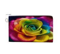 Rainbow Flower Coin Purse with Zipper Coin Wallet Coin Pouch Canvas Change Purse Pouch Zero Wallet Coin Bag
