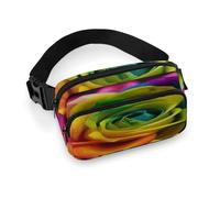 Rainbow Flower Full Printed Fanny Pack,Zipper Belt Bag Cute Crossbody Bag Hip Bum Bag with Adjustable Strap