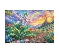 Rainbow Flower Garden Path 1000 Piece Jigsaw Puzzle for Adults Office Desk Decor Stress Buster Interlocking Pieces for Coworkers 1000 PCS