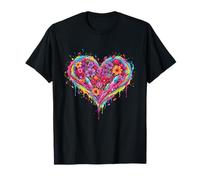 Rainbow Flower Heart Love Colorful Boho Aesthetic T-Shirt