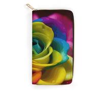 Rainbow Flower Leather Wallet, Bifold Stylish Wallets, Credit Card Holder for Passport Covers, Purse Passport Bag for Men Women
