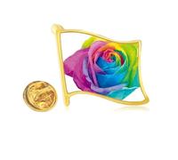 Rainbow Flower LGBT Golden Metal Flag Lapel Pin Badge