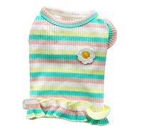 Rainbow Flower Pet Dress - Cute Summer Cooling Clothes for Small Dogs and Cats(Yellow,L)
