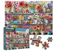 Rainbow Flower Plant Puzzle 1000 Pieces for Adults, Colorful Spring Garden Jigsaw Puzzle Botanical, Challenging Floral Art Nature Puzzle as Wall Decor
