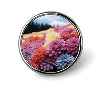 Rainbow Flower Sea Badge Holder Personalized Round Badge with Picture Pin Aluminum Alloy Button Pin Exquisite Brooch Fashion Button Badges Clothes Decorative Pins