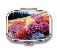 Rainbow Flower Sea Pill Box for Pocket Square Pill Box 2 Compartment Decorative Portable Travel Pill Holder Tablet Vitamin Organizer Mini Pill Case
