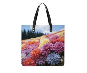 Rainbow Flower Sea Tote Bag for Women, Extra Large PU Leather Handbag, Soft Shoulder Bag for Work & Beach