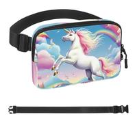 Rainbow Flower Unicorn-90 Unisex Style Fanny Pack: Fashion Waist Packs, Crossbody Bags Sport Slim Fashionable for Jogging Hiking Hiker Woman Man, Multicolor, 1.5x9.0x5.9in/4x23x15cm