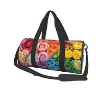 Rainbow Flowers Duffle Bag With Shoes Compartment And Adjustable Strap,Foldable Travel Duffel Bags For Men Women,Waterproof Duffel Bags, Black, One Size