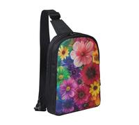 Rainbow Flowers Printed Chest Bag Sling Bag for Men Women, Waterproof Crossbody Backpack Men Bag for Runner Workout Hiking Cycling Travel