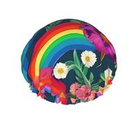 Rainbow Flowers shower caps with a double layer of, hold your hair well whether using them while showering or taking bath.