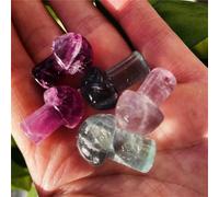 Rainbow Fluorite Mushroom Quartz Crystal Hand Carved Ornaments Home Decor(2cm 5pc)