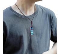 Rainbow Fluorite Pendan - Natural 4cm Faceted Hexagonal Pillar