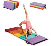 RAINBOW Folding Gym Mat, Gymnastics Tumbling with Carrying Handles, Thick Exercise, Foldable Tumbling Mat for Kids, Padding for MMA, Gymnastics, Activity Play and Home Gym