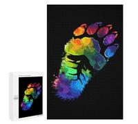 Rainbow Footprints Jigsaw Puzzle for Adults Wooden Challenging Puzzles Gift for Family Friends