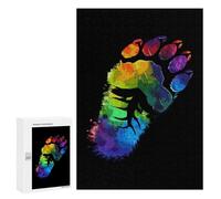 Rainbow Footprints Jigsaw Puzzle for Adults Wooden Challenging Puzzles Gift for Family Friends