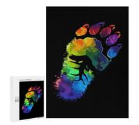 Rainbow Footprints Jigsaw Puzzle for Adults Wooden Challenging Puzzles Gift for Family Friends