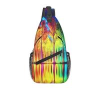 Rainbow Forest Reflection Crossbody Shoulder Bag Travel Chest Pack Sling Backpack For Men Hiking Daypack