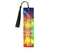 Rainbow Forest Reflection Double-Sided Printed Wooden Bookmarks 5pcs, Women Presents for Book Lovers Cool Notebook Accessories Birthday Presents for Men(5 Piece Set)