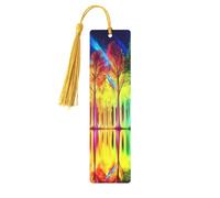 Rainbow Forest Reflection Double-Sided Printed Wooden Bookmarks 5pcs, Women Presents for Book Lovers Cool Notebook Accessories Birthday Presents for Men(5 Piece Set)