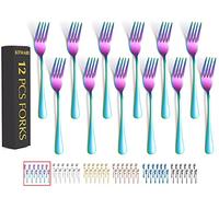 Rainbow Fork Set Of 12 Pieces, Iridescent Silverware Dinner Forks, Stainless Steel Cutlery, KITWARE Kitchen Utensils, New Appartment Essential Tableware