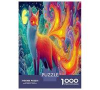 Rainbow Fox 1000 Piece Colorful Fox in Space Jigsaw Puzzles for Puzzles 1000 Pieces Jigsaw for Adults for Adult Challenging Puzzle Games Gifts for Men, 38x26cm/1000pcs
