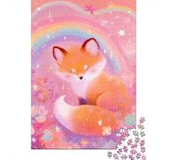 Rainbow Fox Fantasy Jigsaw Puzzles Puzzles for Adults Kids. 1000 Pieces Whimsical Challenge Toy Educational Game Home Decoration for Educational Games Gifts 52x38cm/1000pcs