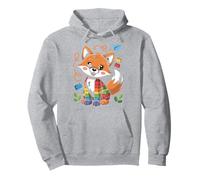 Rainbow Fox Playful Cubes Fun Time Pullover Hoodie