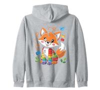 Rainbow Fox Playful Cubes Fun Time Zip Hoodie