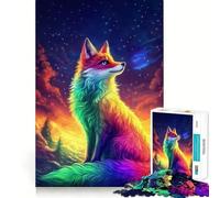 Rainbow Fox Stargazing 1000 Piece Jigsaw Puzzle for Teenagers Mental Logic Toy Quiet Calm Firm Cut Santa Wish Item (38x52cm)