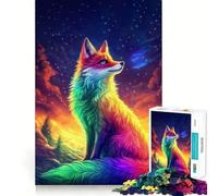 Rainbow Fox Stargazing Jigsaw Puzzle for Teenagers 1000 Pieces Clear Logic Toy Slow Enjoy Perfect Cut Bday Surprise (50x75cm)
