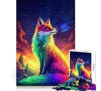 Rainbow Fox Stargazing Jigsaw Puzzles for Adults1000 Piece Mind Skill Group Joy Quality Edge Art Collection Piece (38x26cm)