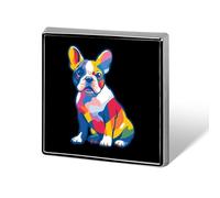 Rainbow Frenchie French Bulldog Brooch Pins for Men Women Square Badge Collar Lapel Pins for Dress Jacket Accessories