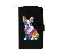 Rainbow Frenchie French Bulldog Womens Leather Clutch Wallet Long Purse