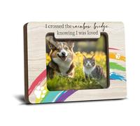 Rainbow Fridge Magnetic Picture Frames for Dog Mom Cat Pet Lover Refrigerator Decor Remembrance Memorial Gift for Loss of Cat Dog I Crossed The Rainbow Bridge Wooden Photo Frames 2.5x3.5 - YT0234