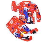 Rainbow Friends Boys Pajamas Kids 2pcs/set Pjs Child Home Pants Set Little Kids Long Sleeve Sleepwear Game Pyjamas Red 8-9 Years