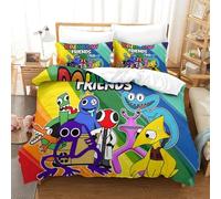 Rainbow Friends Customised Duvet Cover Set Breathable Soft Polyester 3D Printed Game Bedding Set for All Seasons Personalised Hypoallergenic Fade Resistant Machine Washable Double（200x200cm）