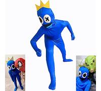 Rainbow Friends Halloween Kids Costumes,Children's Blue Pop Monster Costume, Cartoon Game, Cosplay, Carnival, Jumpsuit, Birthday Party Boy Girl ,Rainbow Blue,Monster Disguise Masquerade Kids
