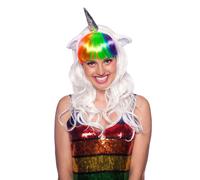 RAINBOW FRINGE WHITE LONG WIG & SILVER N
